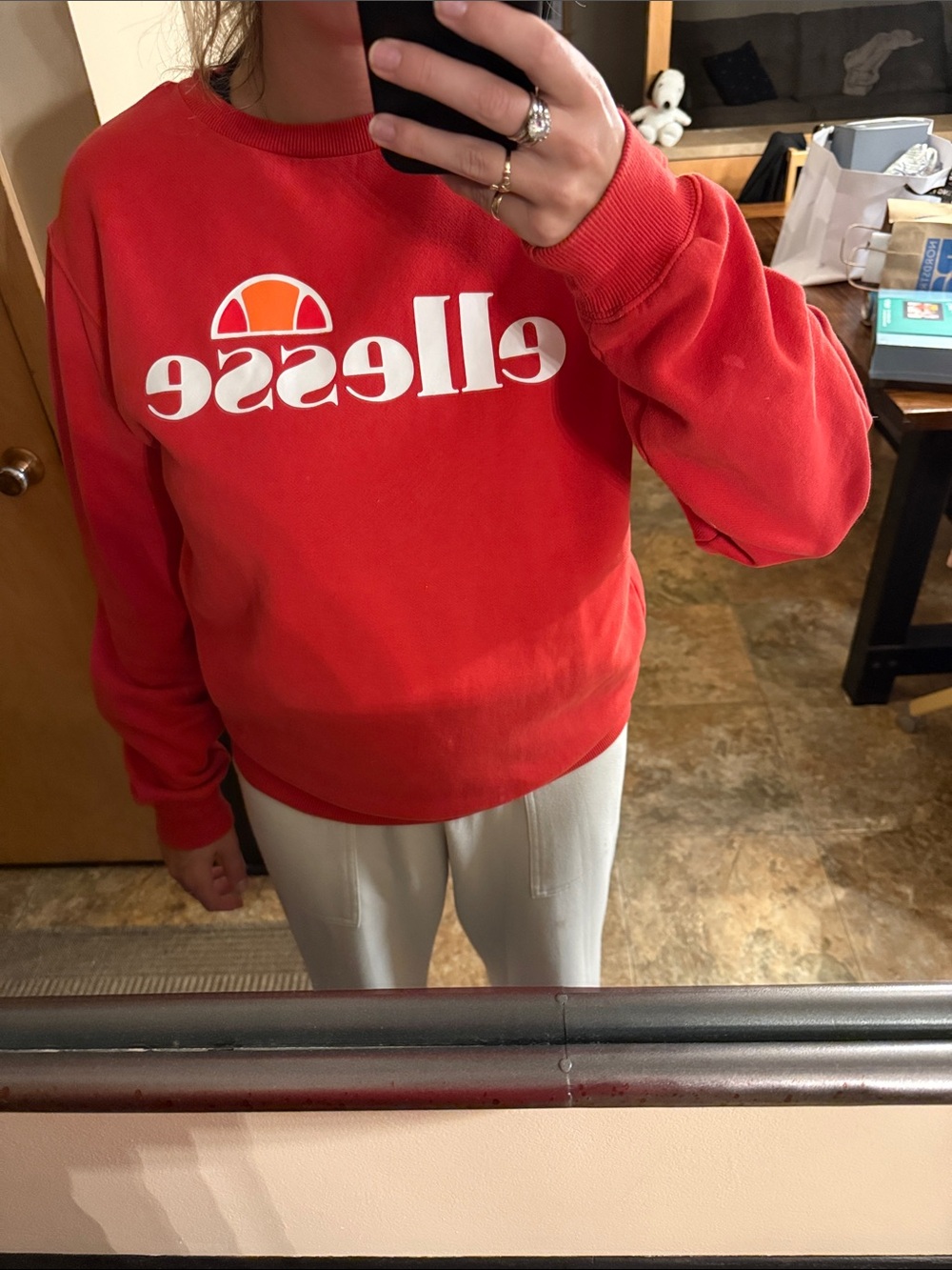 ellesse Red Logo Crewneck Sweatshirt with Orange Accent